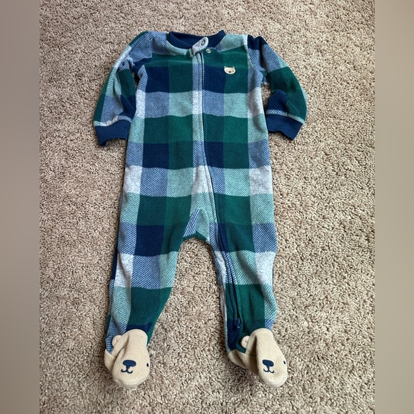 Carter's Green and Blue Checkered Footie - Picture 1 of 4
